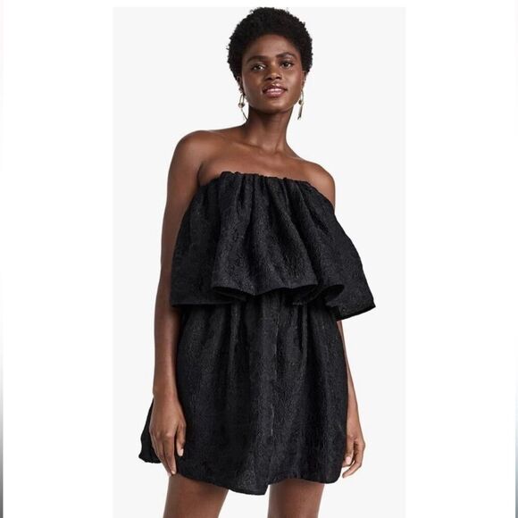 Ulla Johnson Oui Strapless Dress in Noir Black - Picture 1 of 9